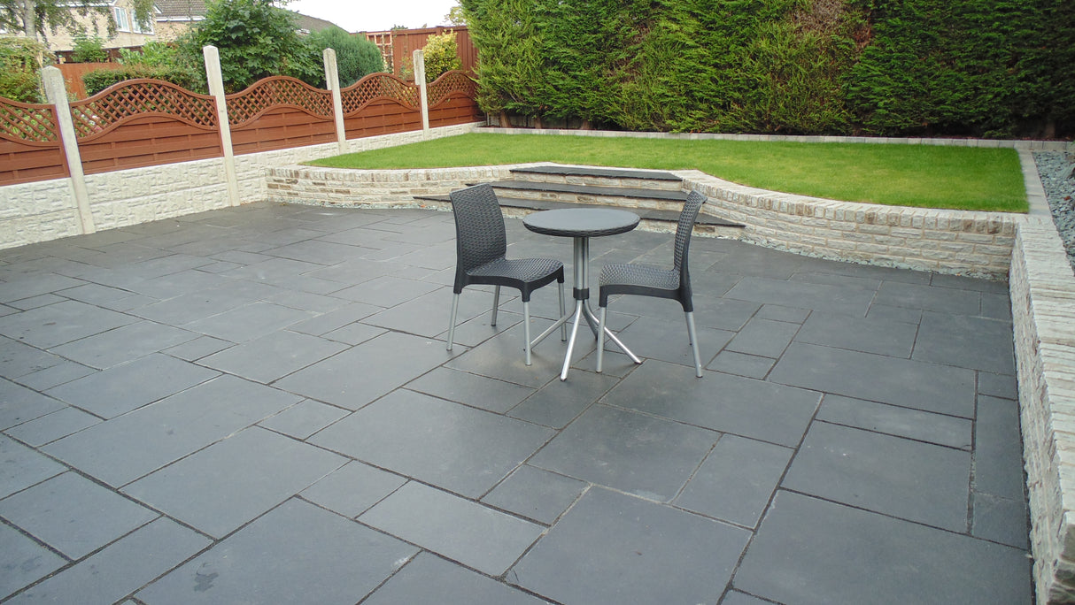 Black Limestone Patio Kit - riven