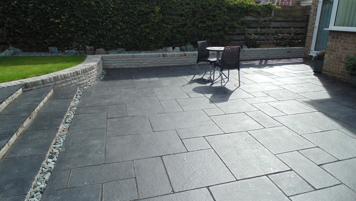 Black Limestone Patio Kit - riven