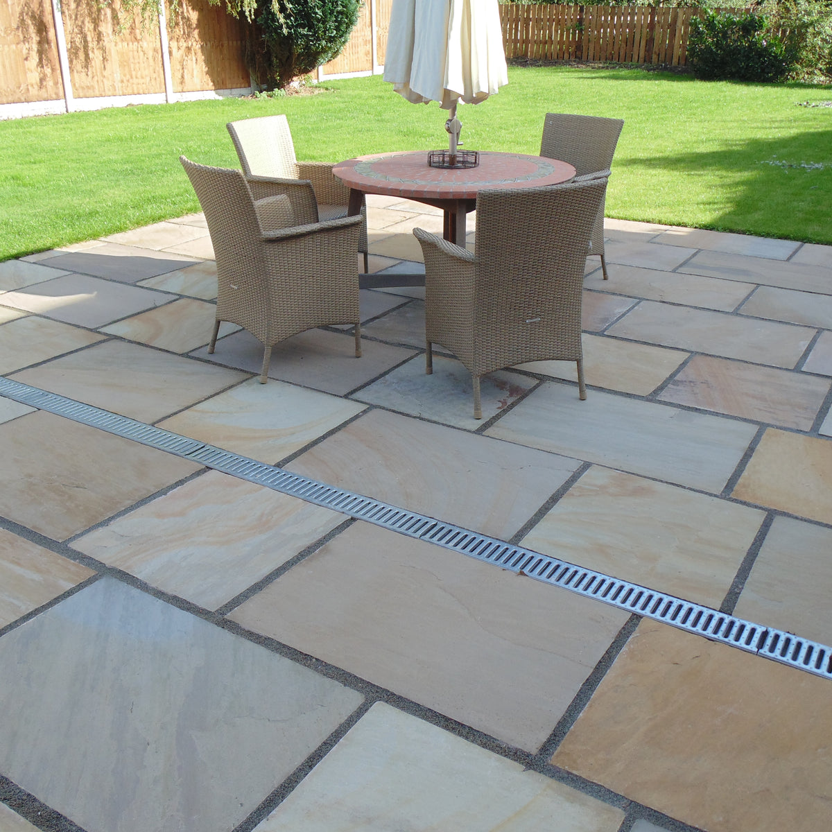 Buff Indian Sandstone Paving 600 x 600 mm Tumbled Decorative Paving