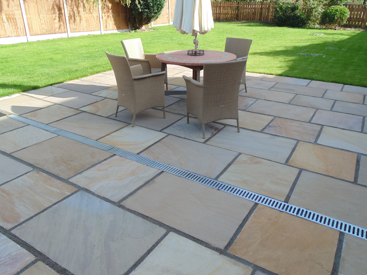 Buff Indian Sandstone Paving - 600 x 600 mm - Tumbled