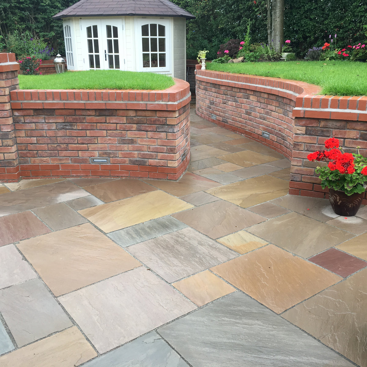 Raj Green Indian Sandstone Paving 600 x 600 mm Riven Decorative Paving