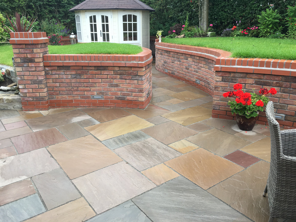 Raj Green Indian Sandstone Paving 600 x 600 mm - Riven