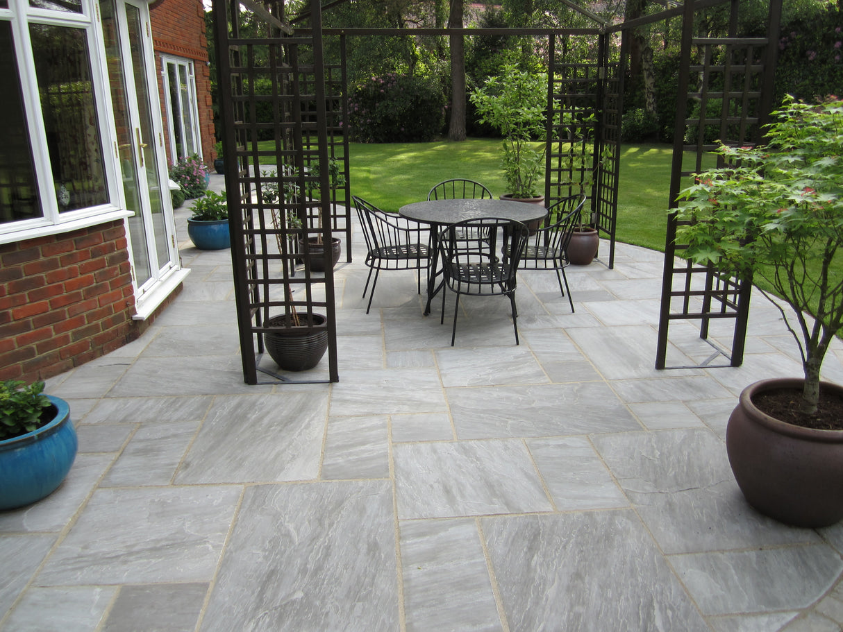 Kandla Grey Indian Sandstone Paving - 600 x 600 mm - Riven