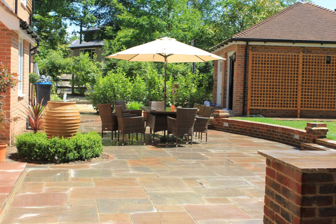 Autumn Brown Indian Sandstone Paving - 600 x 600 mm - Tumbled