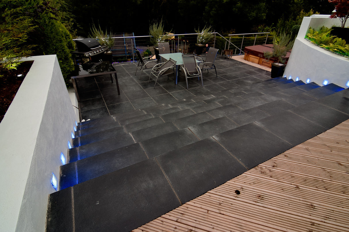 Black Limestone Patio Kit - riven