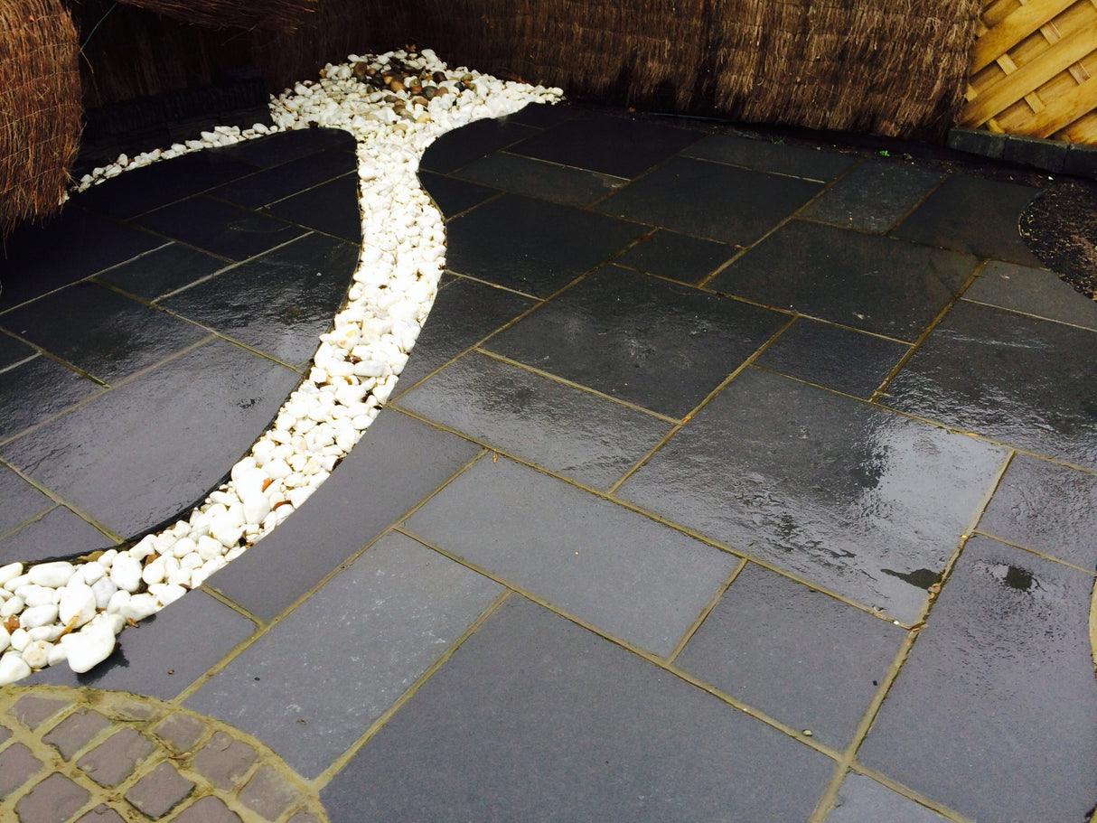 Black Limestone Patio Kit - riven
