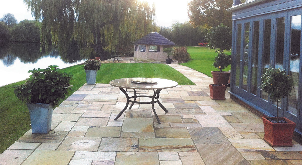 Fossil Mint Indian Sandstone Patio Kit - Tumbled