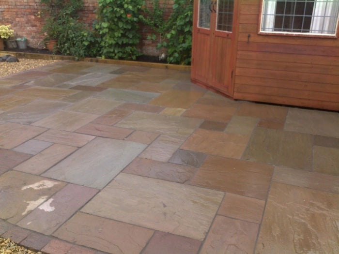 Buff Indian Sandstone Paving - 600 x 600 mm - Riven