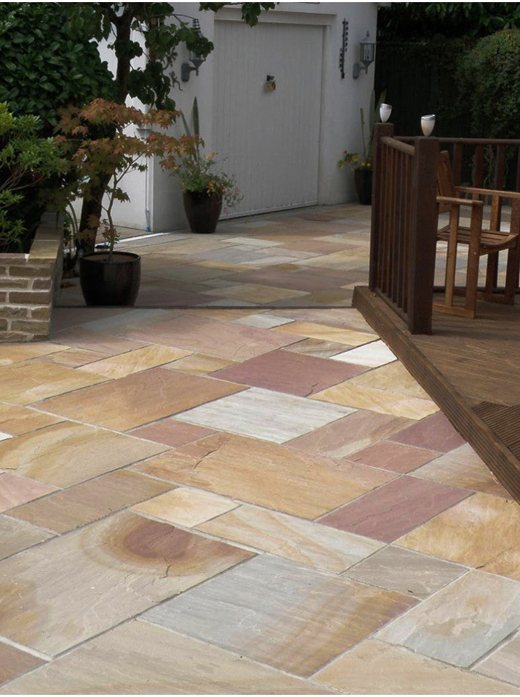 Buff Indian Sandstone Patio Kit - Riven