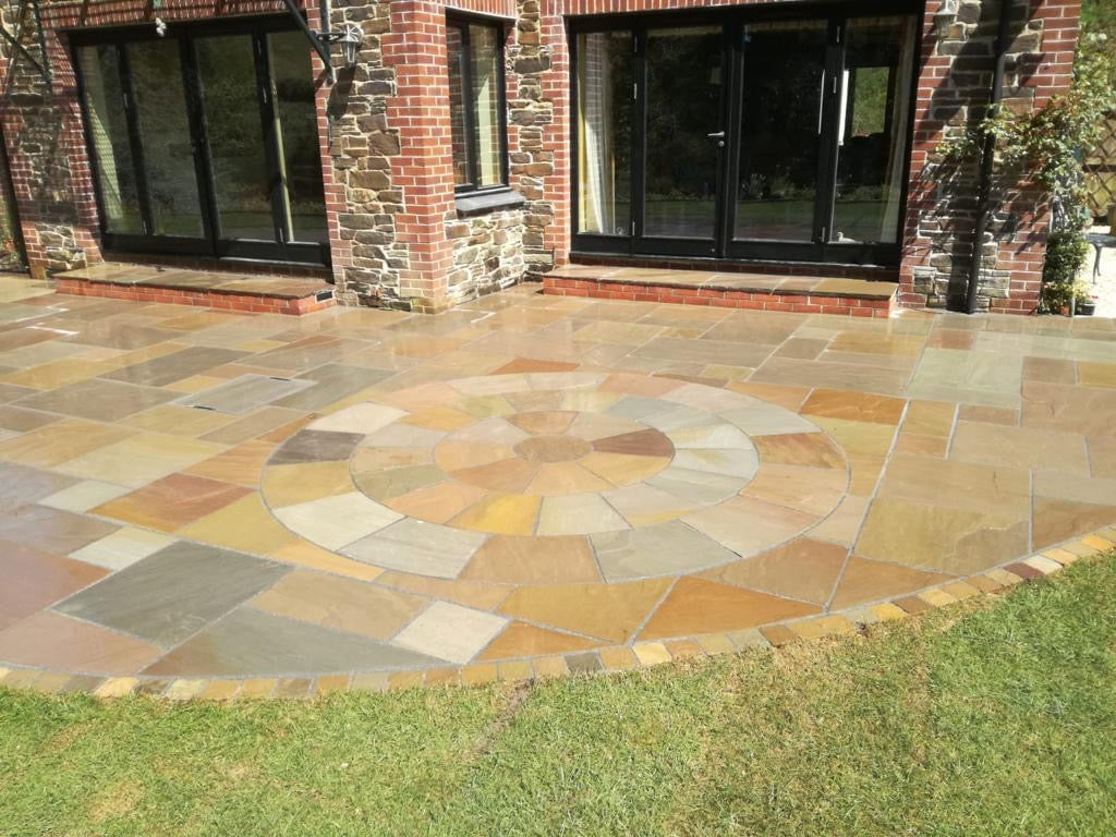 Buff Indian Sandstone Paving - 600 x 600 mm - Riven