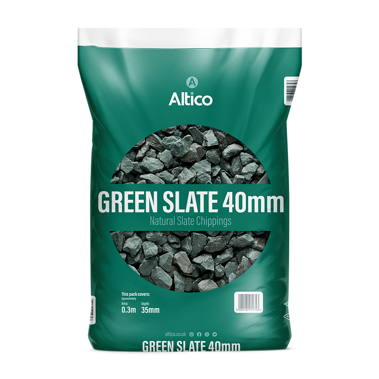 Altico Green Slate Chippings 40 mm - Bulk Bag