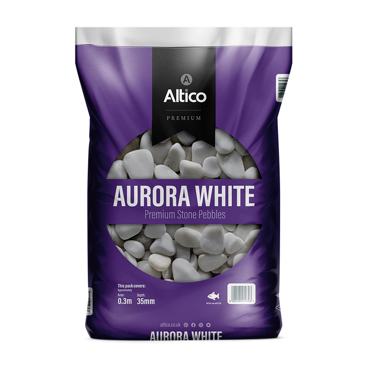 Altico Aurora White Pebbles 20 - 40mm Bulk Bag