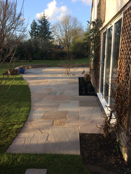 Autumn Brown Indian Sandstone Paving - 600 x 600 mm - Riven