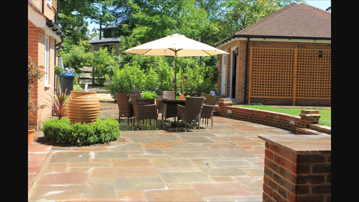 Autumn Brown Indian Sandstone Paving - 900 x 600 mm - Tumbled