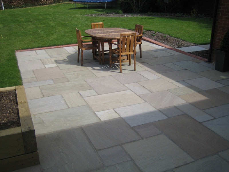 Raj Green Indian Sandstone Paving 900 x 600 mm - Riven