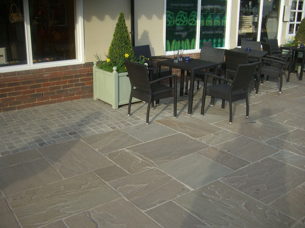 Raj Green Indian Sandstone Paving 600 x 600 mm - Tumbled