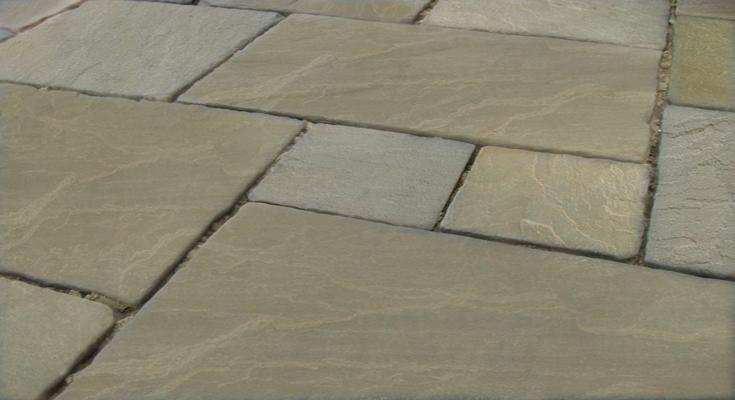 Raj Green Indian Sandstone Paving 900 x 600 mm - Tumbled